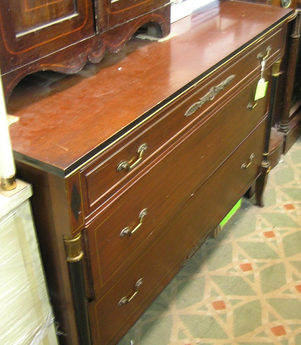Antique cherry mahogany chest with mirror: Antique cherry mahogany three drawer chest of drawers with matching mirror $275.00-$325.00