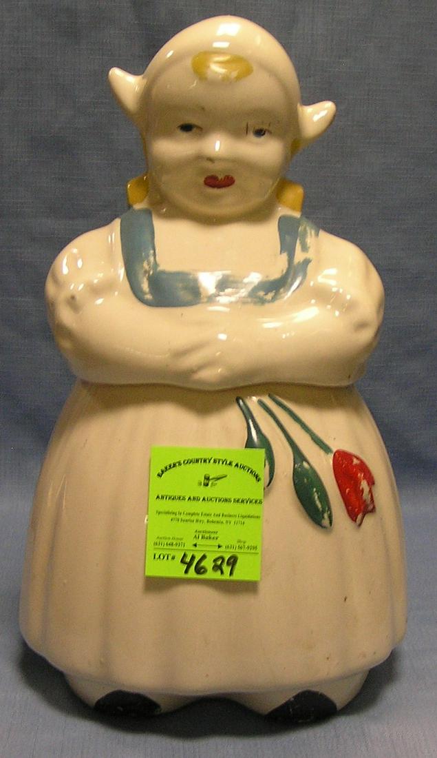 Dutch girl vintage cookie jar: Dutch girl vintage cookie jar by American Bisque company circa 1940’s $150.00-$200.00