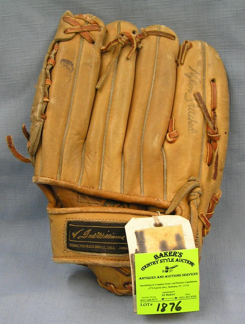 Early Ted Williams leather baseball glove: Early Ted Williams leather baseball glove est. value $175.00-$200.00