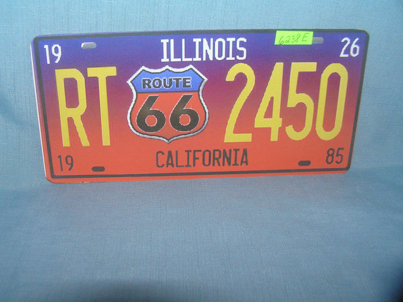 Route 66 Illinois to California License plate size sign: Route 66 Illinois to California License plate size wall or car advertising sign est. value $25.00-$30.00