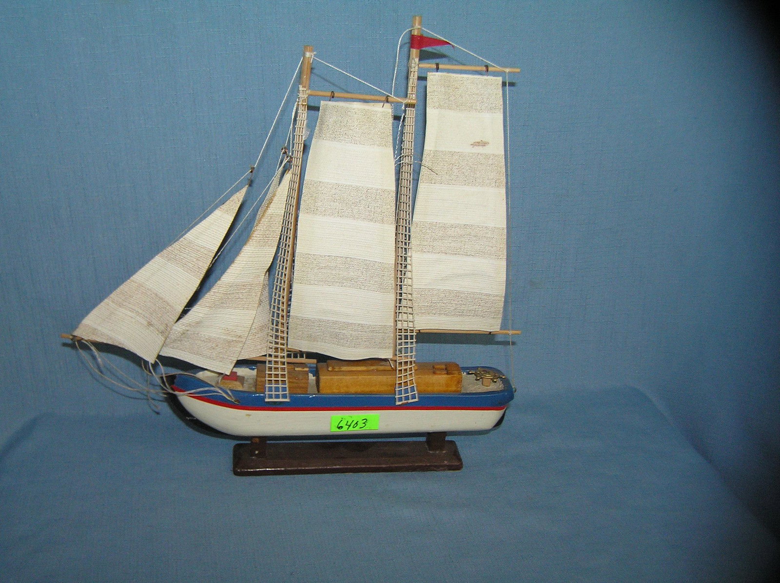 hand made and hand painted wooden sail boat: hand made and hand painted wooden sail boat est. value $35.00-$40.00