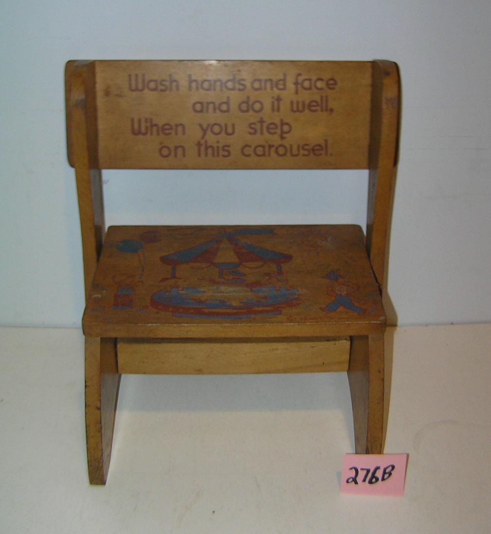 Antique child's carosuell decorative bench and desk: Antique child's carosuell decorative bench and desk est. value $75.00-$80.00