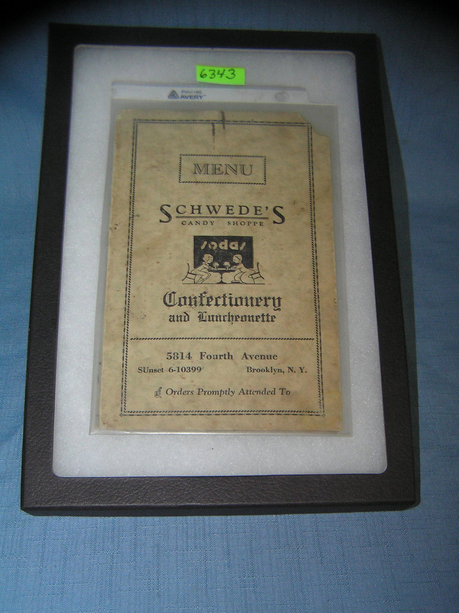 Antique Schwede's candy shop menu: Antique Schwede's candy shop menu est. value $40.00-$50.00