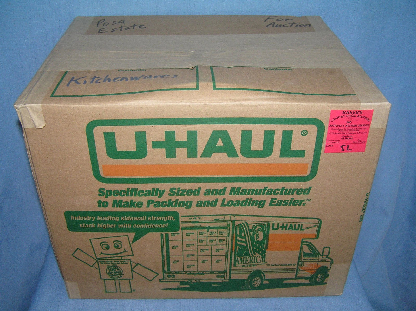 Moving Company mystery box incl. kitchenwares: Moving and Storage Company mystery box lot marked Posa family kitchenwares est. value $65.00-$75.00