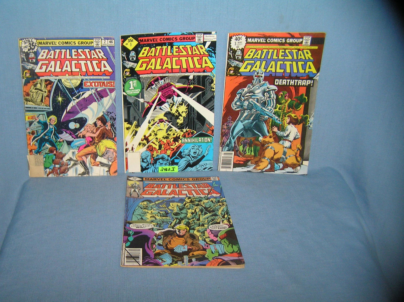 Marvel Battle Star Gallactica includes issues 1, 2, 3,: Marvel Battle Star Gallactica includes issues 1, 2, 3, 11 dated 1979 issue number 2 has a small tear in the lower left corner est. value $50.00-$60.00