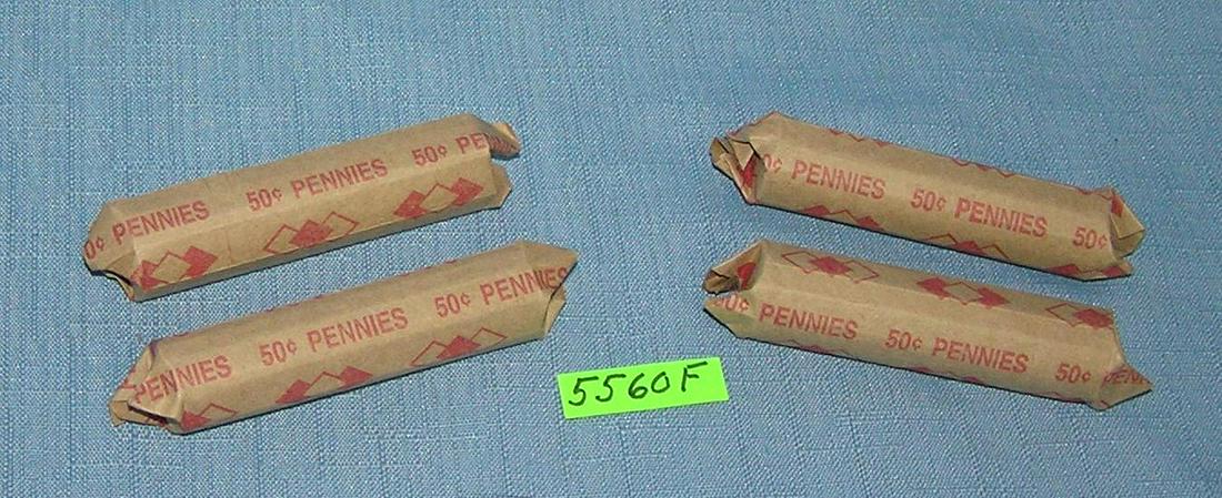 Vintage Lincoln wheat back pennies: Four rolls of vintage Lincoln wheat back pennies all pre 1959 est. value $50.00-$60.00