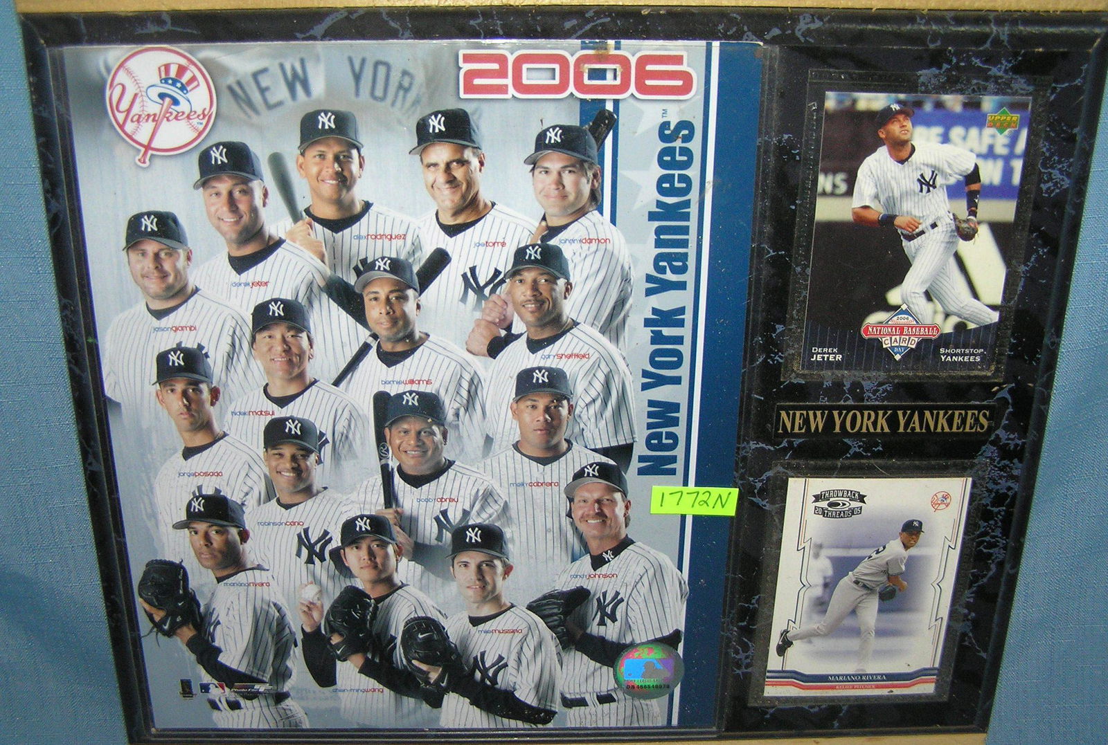 Vintage NY Yankees team photo wall plaque: Vintage NY Yankees team photo wall plaque featuring Derek Jeter and all the Yankee greats est. value $50.00-$65.00