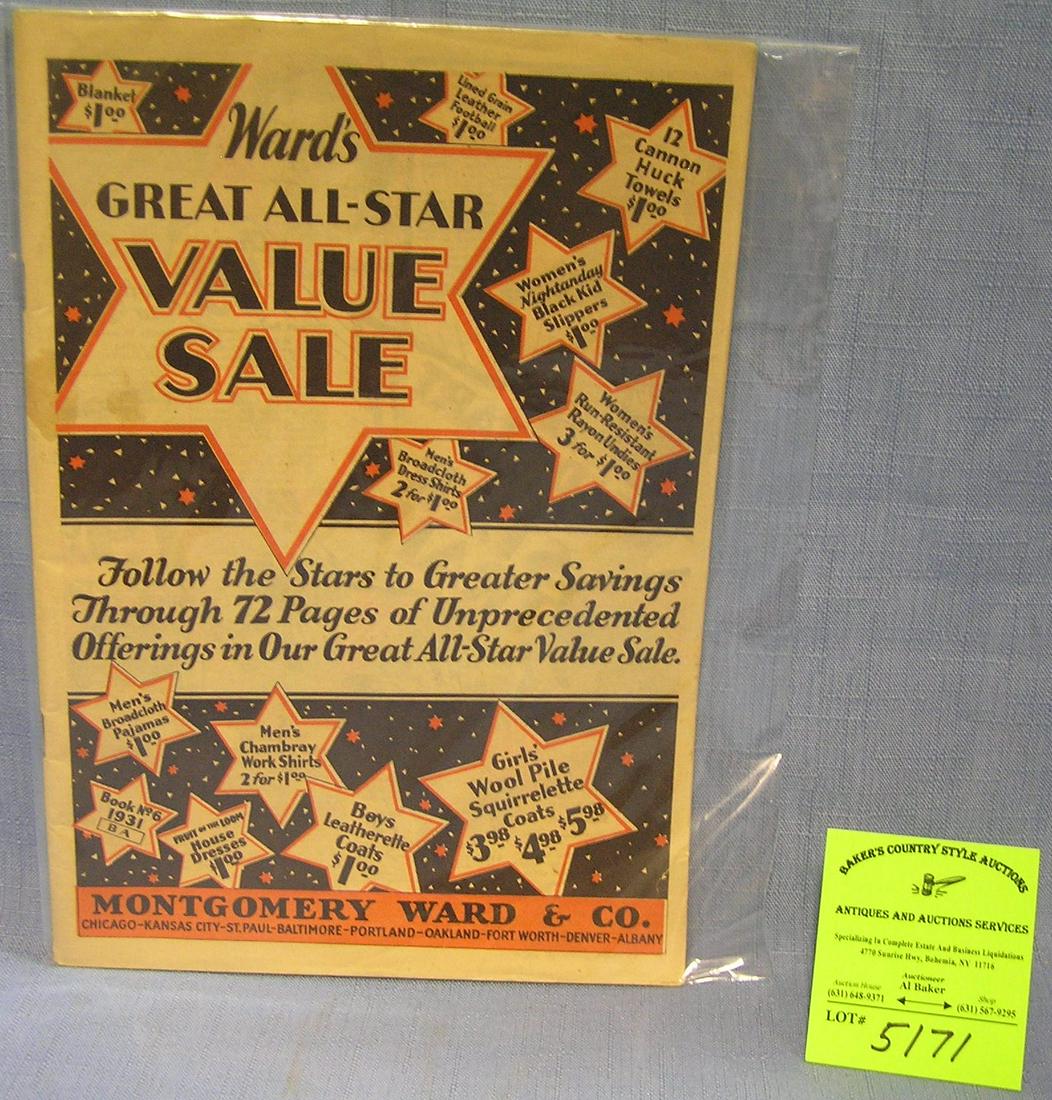 Original Montgomery Ward and Co. sales catalog: Original Montgomery Ward and company sales catalog for 1931 est. value $100.00-$125.00