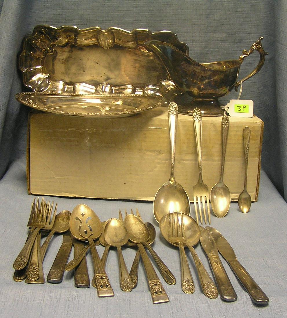 quality silver plated flatware and serving pieces: Large group of vintage quality silver plated flatware and serving pieces est. value $75.00-$100.00
