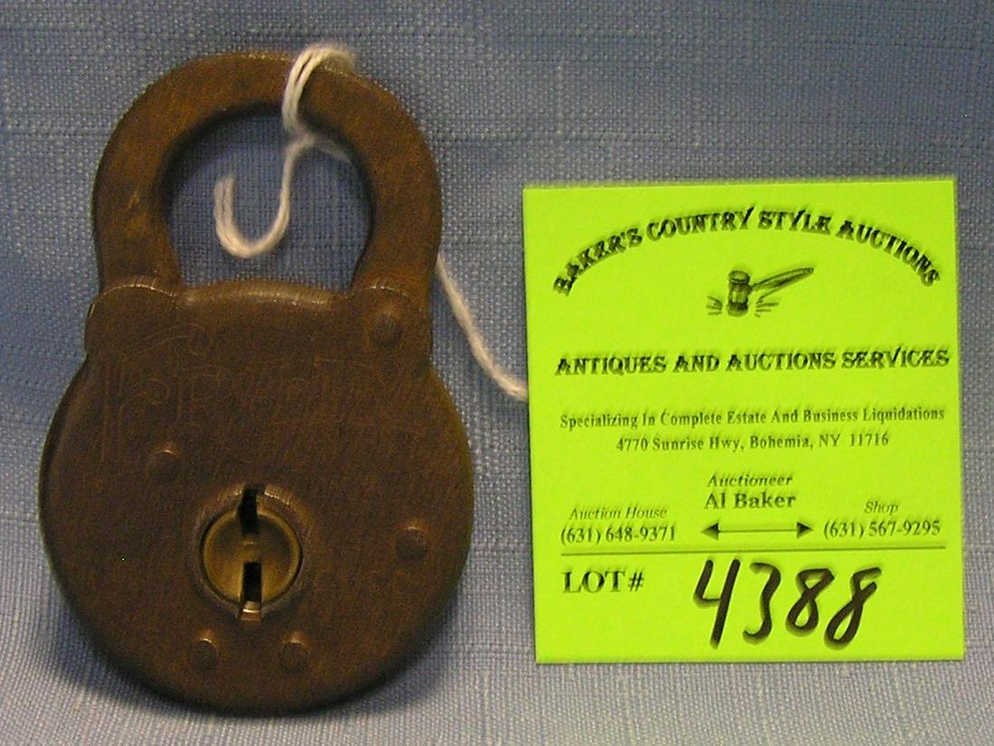 Antique cast iron padlock by fram six lever: Antique cast iron padlock by fram six lever $65.00-$75.00