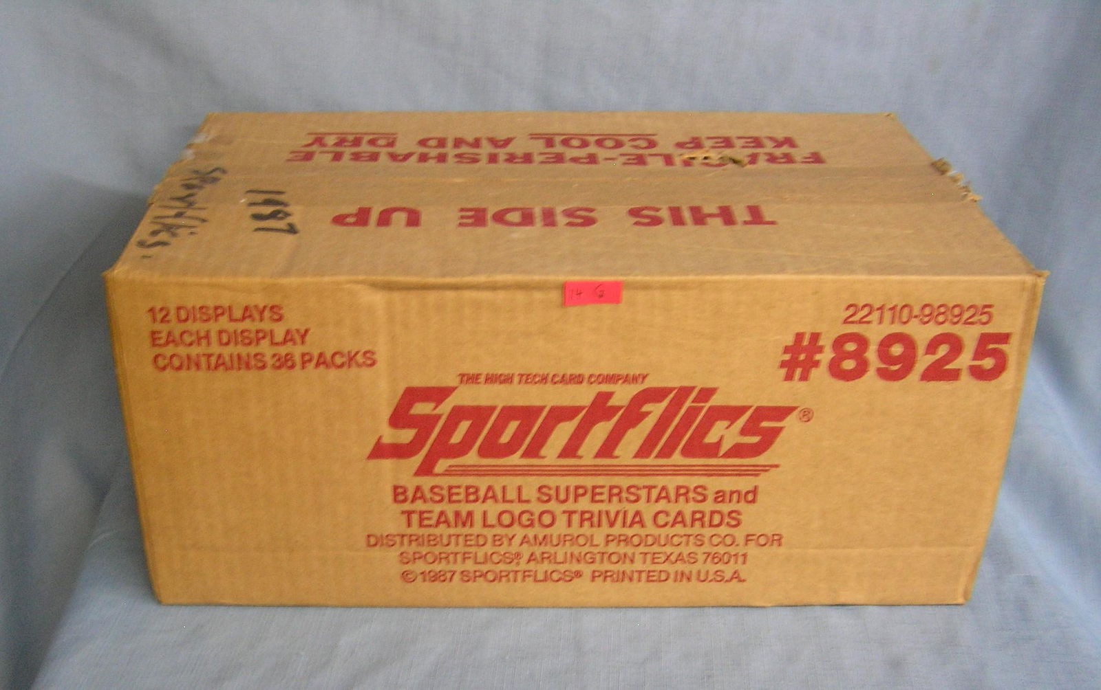 Sportsflics factory sealed unopened case of baseball: Sportsflics factory sealed unopened case of baseball cards each case contains 12 store display boxes with 36 packs each est. value $400.00-$500.00