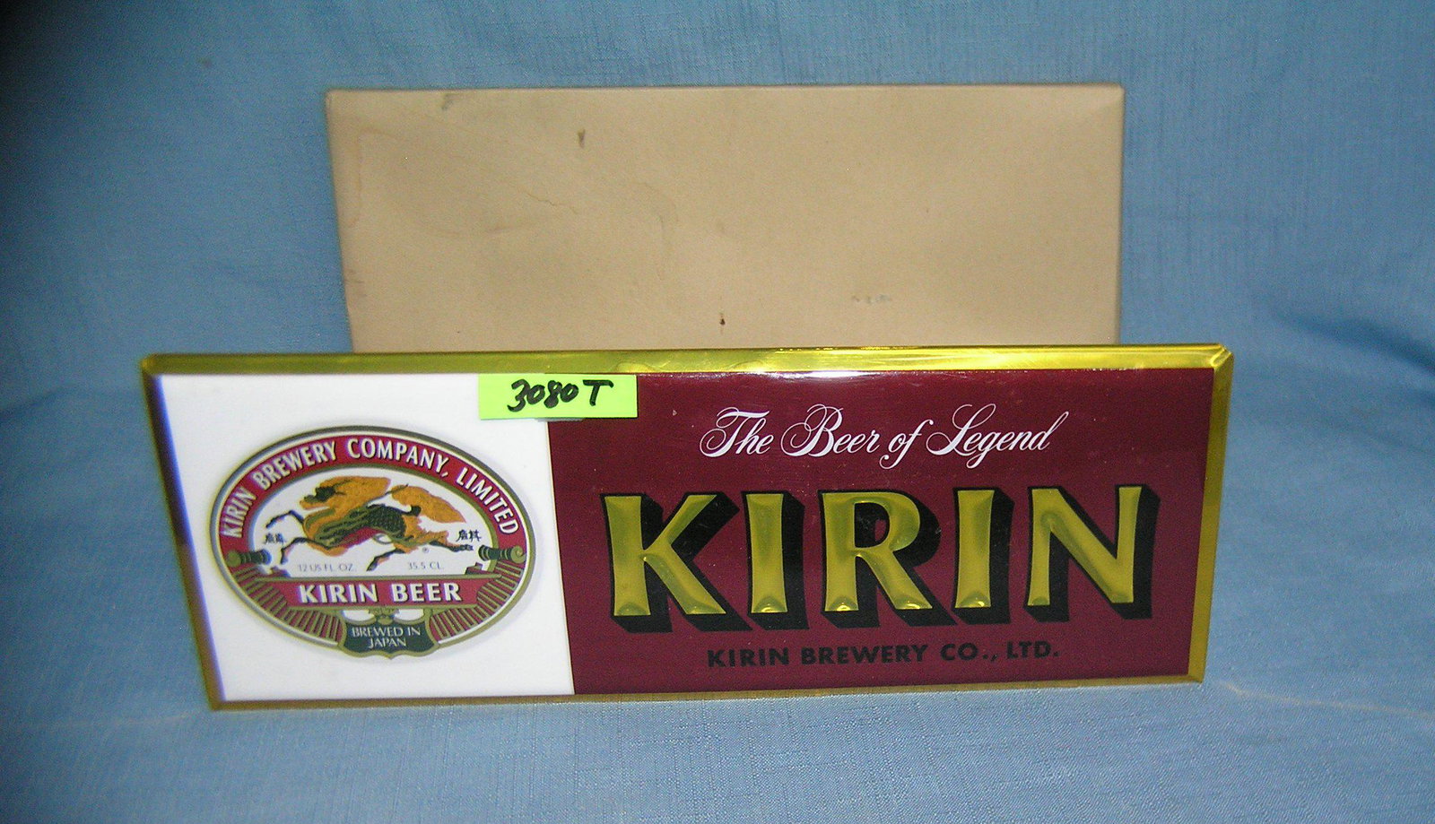 Vintage Kirin advertising cash register top or wall: Vintage Kirin advertising cash register top or wall mount display piece mint with original packaging est. value $75.00-$80.00