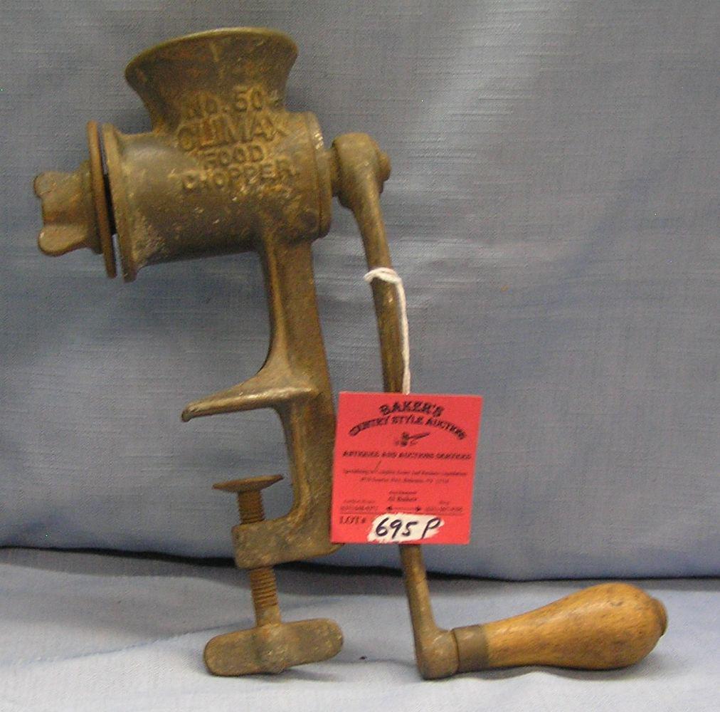 Antique cast iron food grinder # 50 by Climax: Antique cast iron food grinder # 50 by Climax est. value $40.00-$60.00