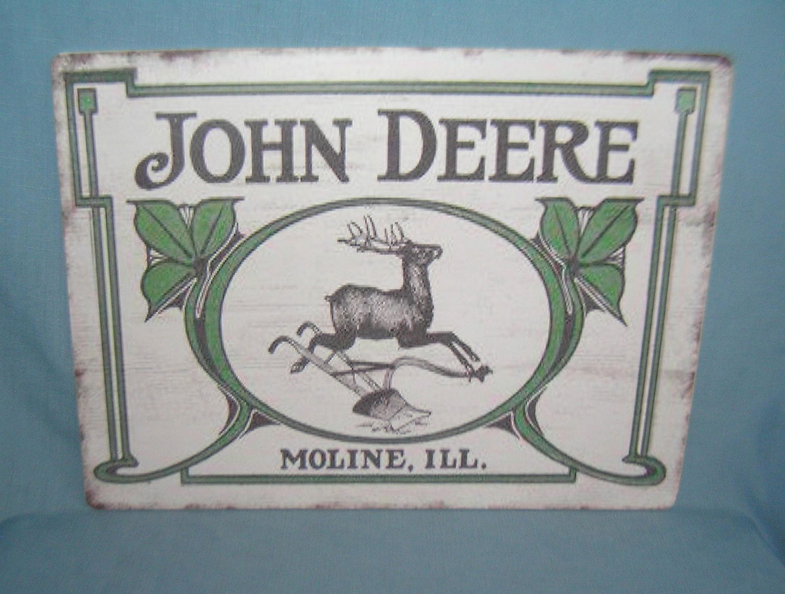 John Deere tractor retro style advertising sign printed: John Deere tractor retro style advertising sign printed on PVC hard board12x16 est. value $50.00-$60.00