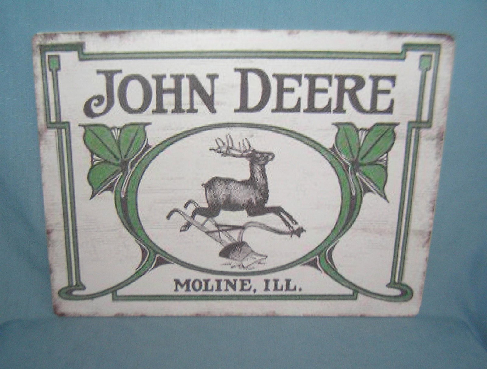 John Deere tractor retro style advertising sign printed: John Deere tractor retro style advertising sign printed on PVC hard board12x16 est. value $50.00-$60.00