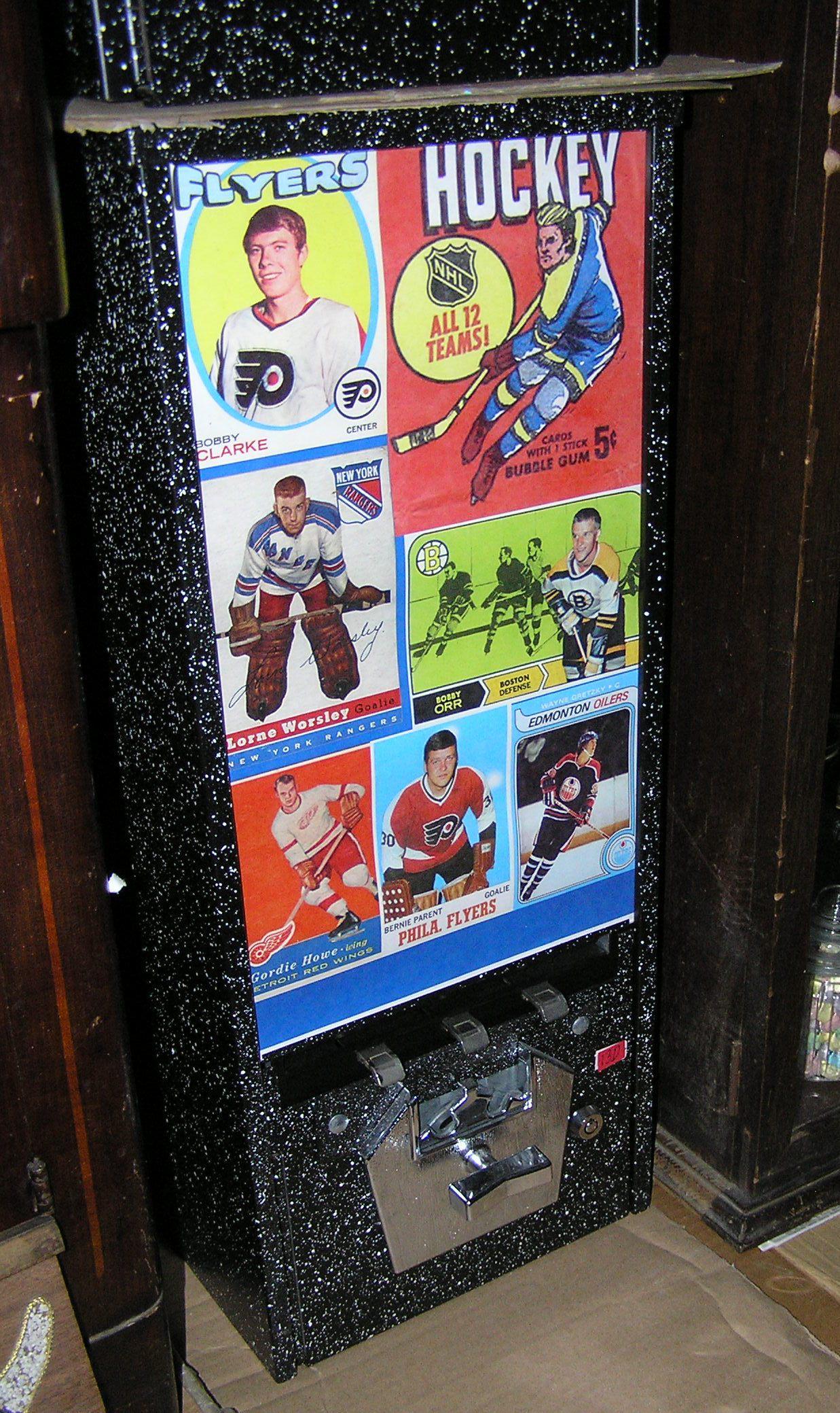 Hockey themed coin operated sports card vending machine (0013D) on Feb