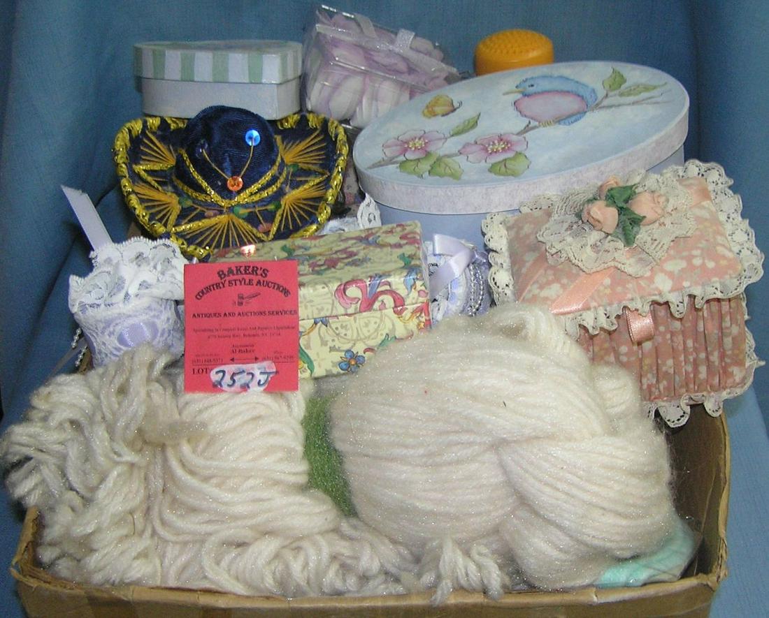 Large box of estate collectibles: Large box of estate collectibles includes linen napkin rings, glass vases, soap petals, many jewelry and trinket boxes and much, much more est. value $65.00-$75.00