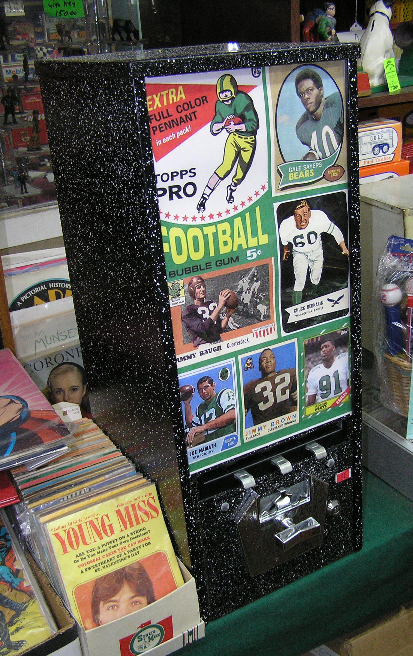 Football themed coin operated sports card vending machine (0013E) on