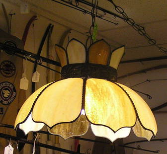Antique slag glass chandelier: Antique slag glass chandelier est. value $250.00-$300.00
