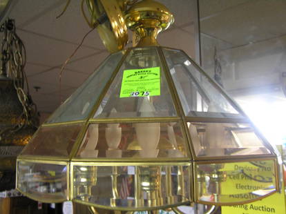 Brass and glass chandelier: Brass and glass chandelier est. value $150.00-$200.00