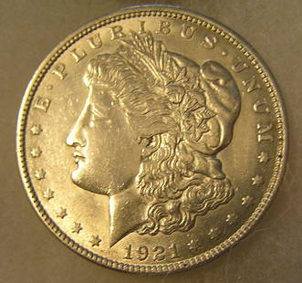 1921 Morgan silver dollar in AU condition: 1921 Morgan silver dollar in AU condition est. value $175.00-$200.00