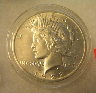 1923 Peace silver dollar in AU condition: 1923 Lady Liberty Peace silver dollar in AU condition est. value $175.00-$200.00