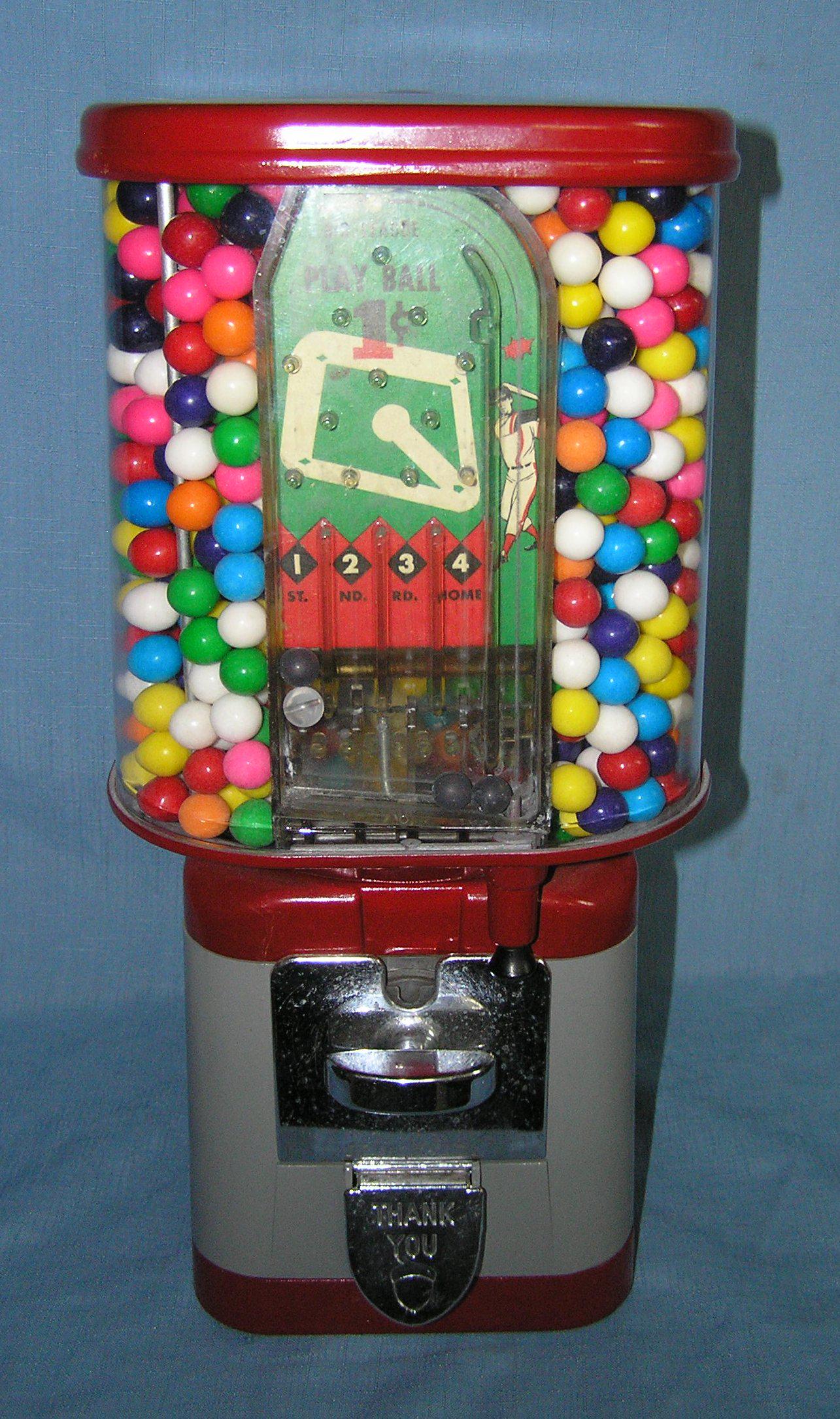 Antique Big League Play Ball gumball machine: Antique Big League Play Ball one cent baseball themed gumball machine very good condition but key not present, scarce est. value $500.00-$600.00
