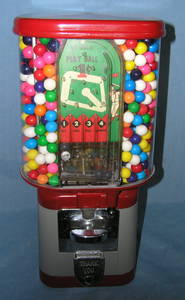 Antique Big League Play Ball one cent gumball machine