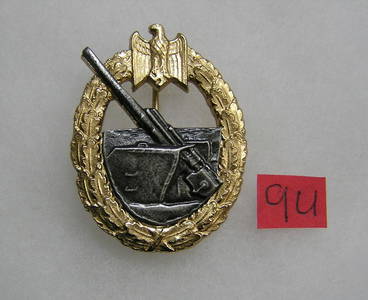 German war badge for the coastal artillery WWII style