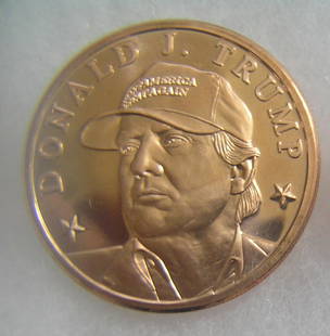 Donald Trump 1 oz fine copper commemorative coin: Donald Trump 1 oz fine copper commemorative Presendential coin est. value $40.00-$50.00