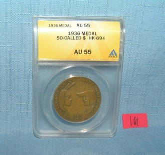 1936 Long Island tercentenary commemorative: 1936 Long Island tercentenary commemorative graded AU55 est. value $150.00-$175.00
