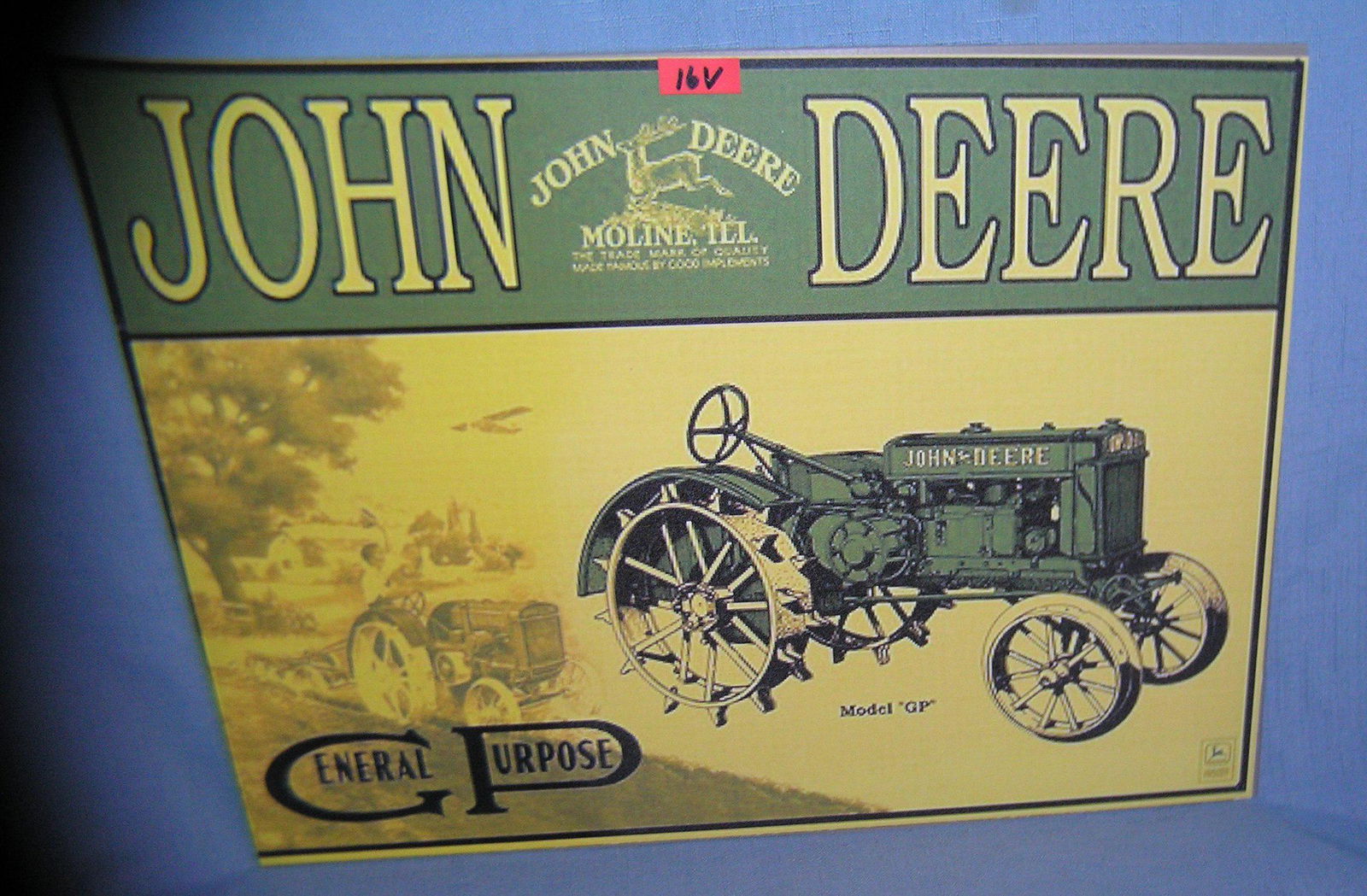 John Deere retro style advertising sign: John Deere retro style advertising sign printed on PVC hard boardest. value $50.00-$60.00