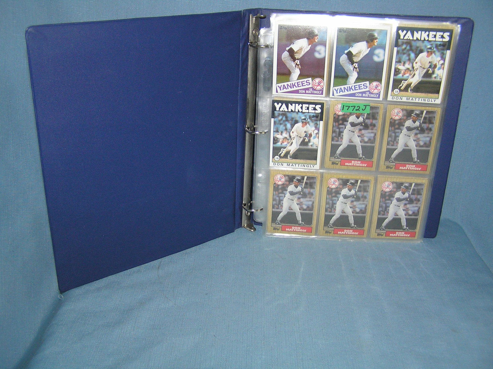 Large collection of vintage Don Mattingly baseball cards: Large collection of vintage Don Mattingly baseball cards includes pages and binders est. value $200.00-$250.00