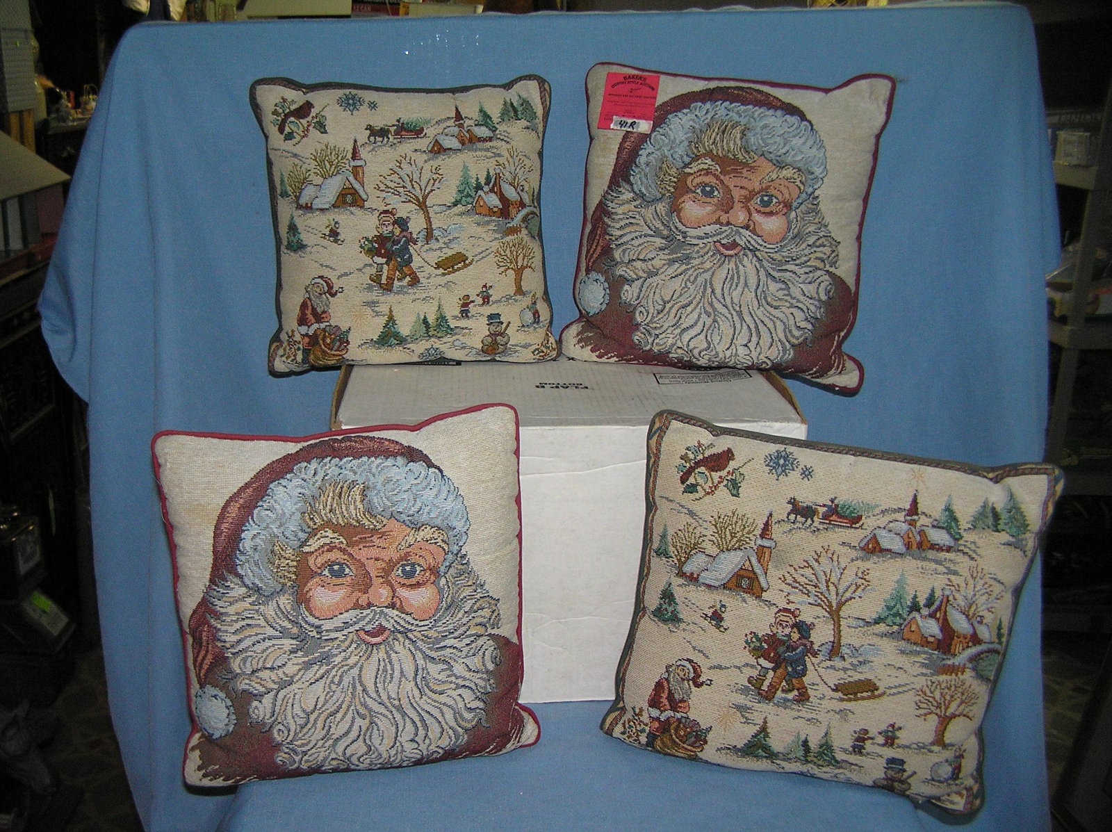 Box of vintage Christmas pillows: Box of vintage Christmas pillows est. value $40.00-$45.00