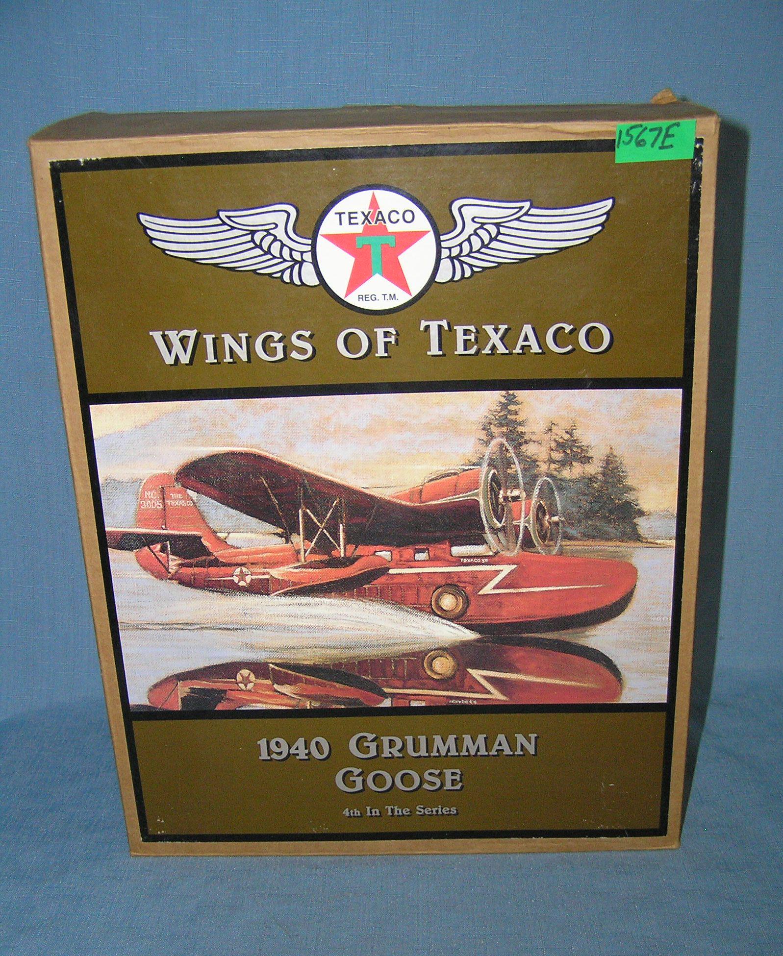 Vintage Texaco 1940 Grumnan Goose airplane Bank: Vintage Texaco 1940 Grumnan Goose airplane Bank with original box est. value $75-$80