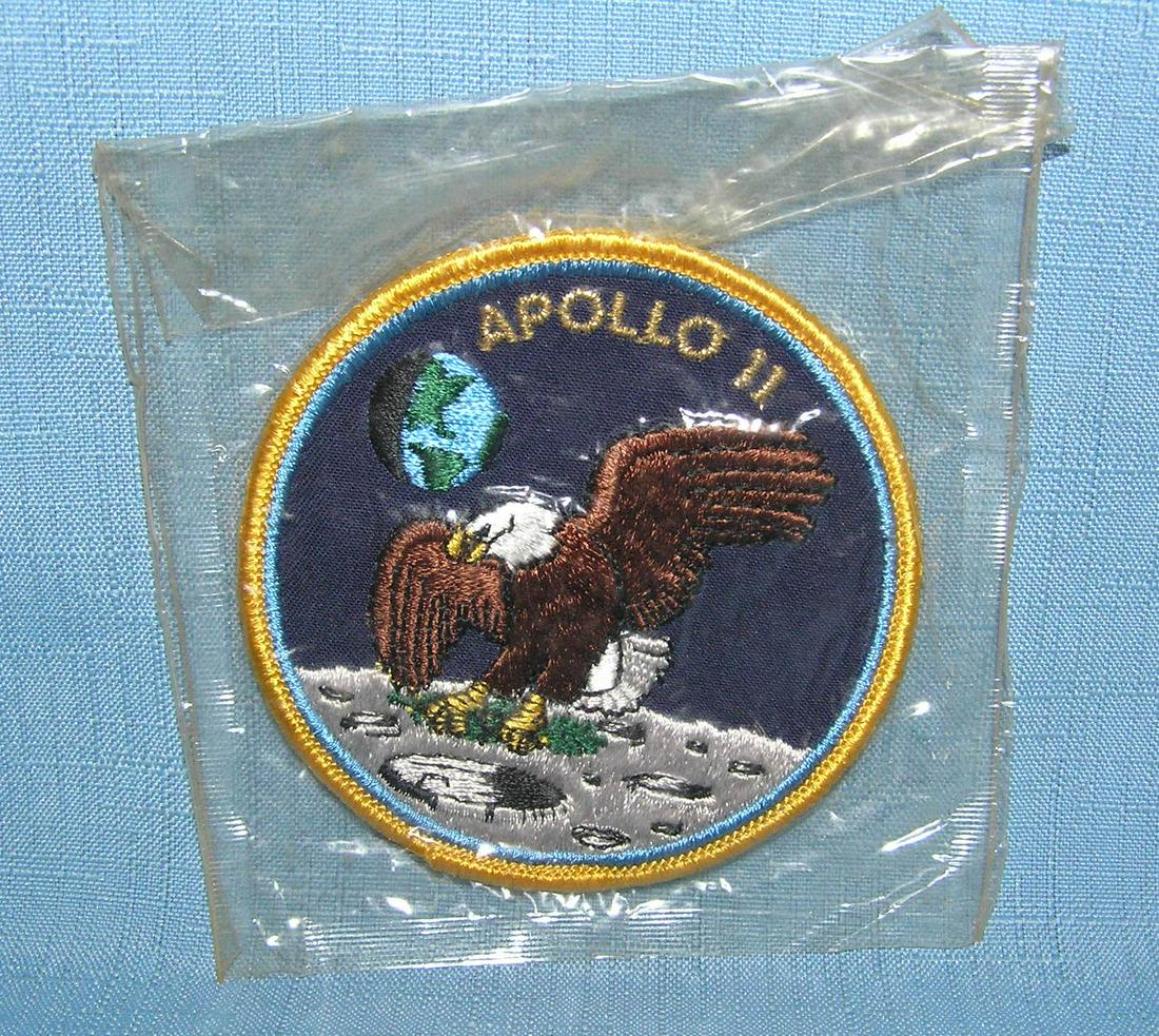 Rare original large Apollo 11 moon landing patch: Rare original large Apollo 11 first man on the moon landing patch 3 1/2 inch consigned from a former NASA space program employee mint condition est. value $100.00-$125.00