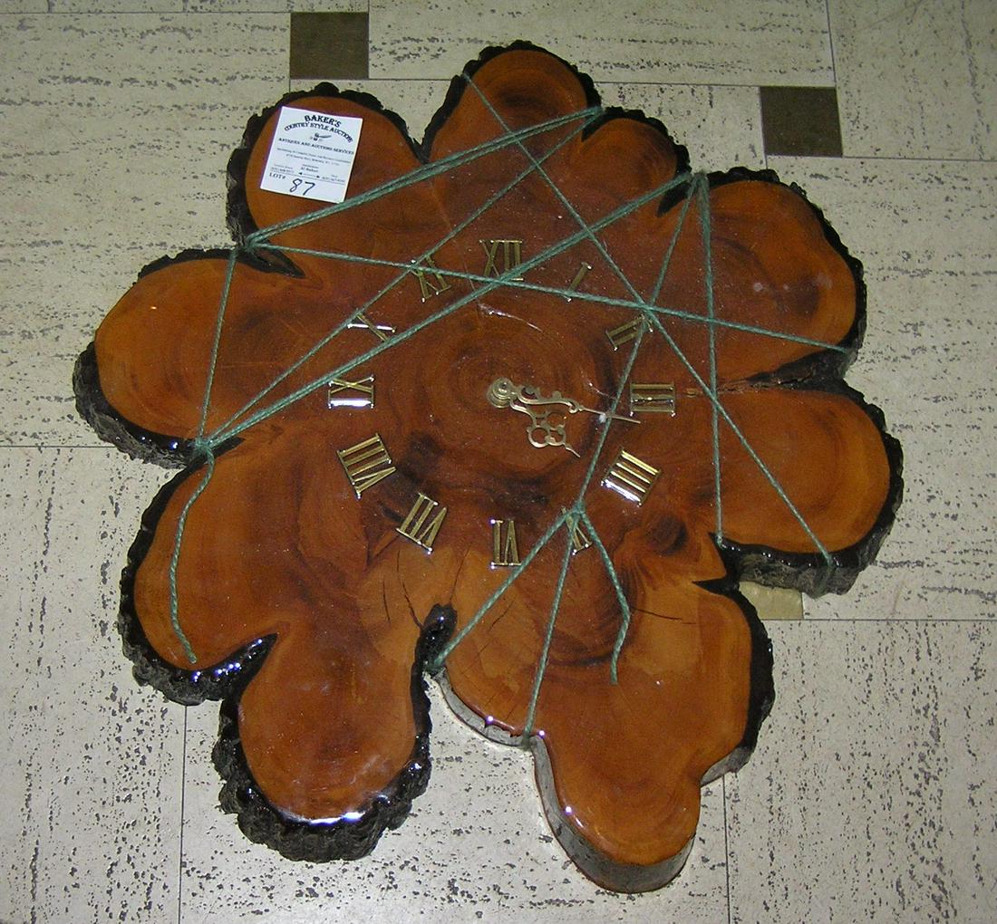 Vintage log cut wall clock: Vintage log cut wall clock est. value $80.00-$100.00