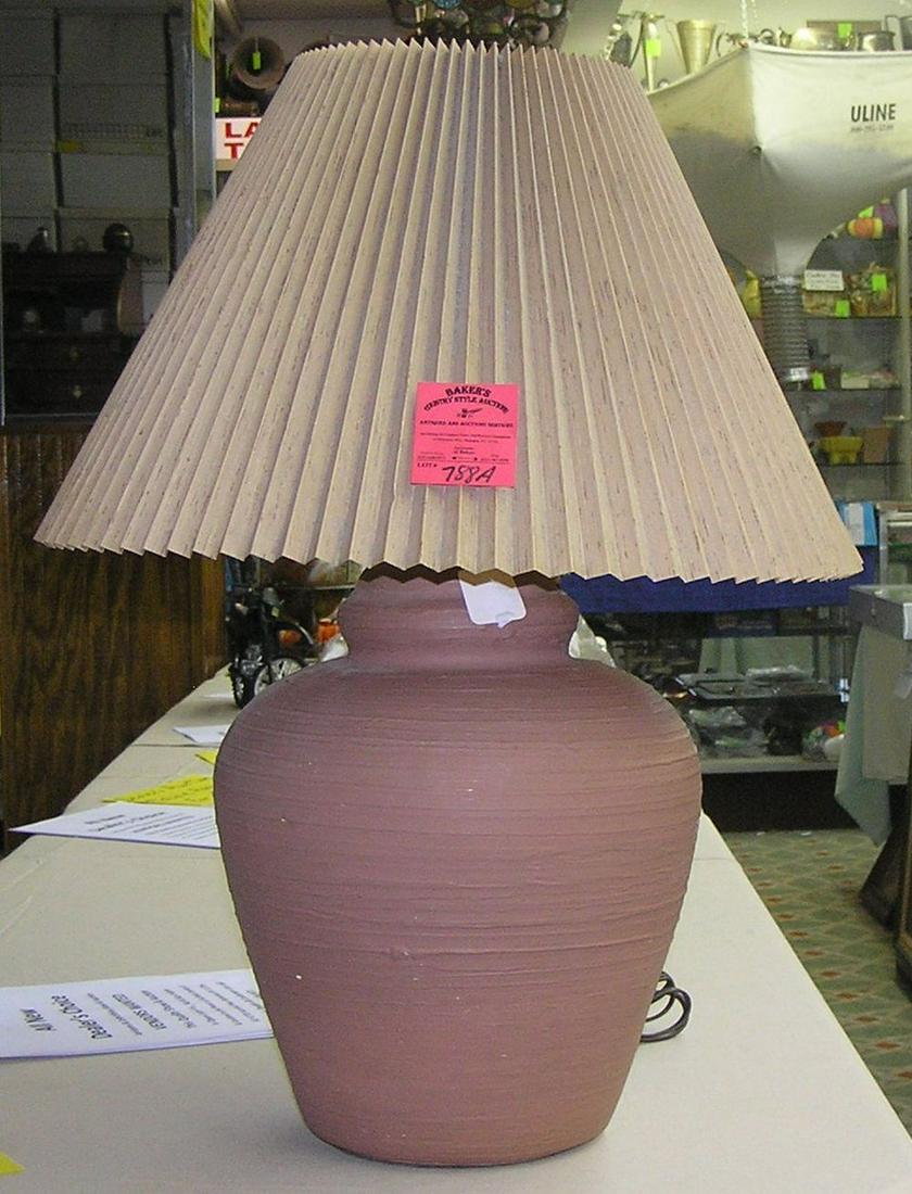 Vintage earthenware table lamp: Vintage earthenware table lamp est. value $65.00-$75.00