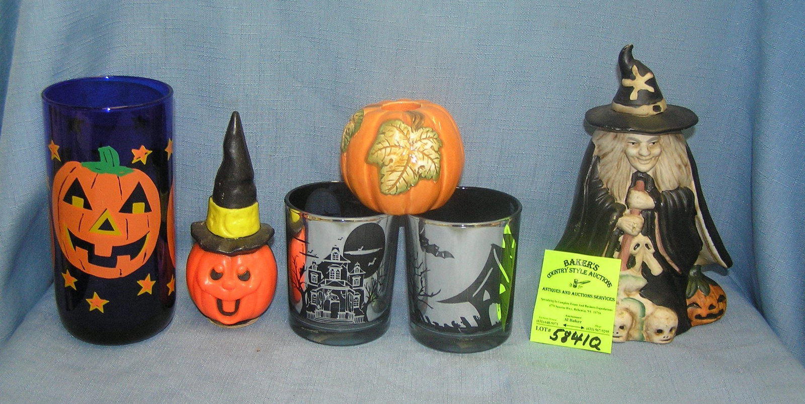Vint. & mod. porcelain & glass Halloween decorations: Group of vintage and modern porcelain and glass Halloween decorations est. value $40.00-$50.00