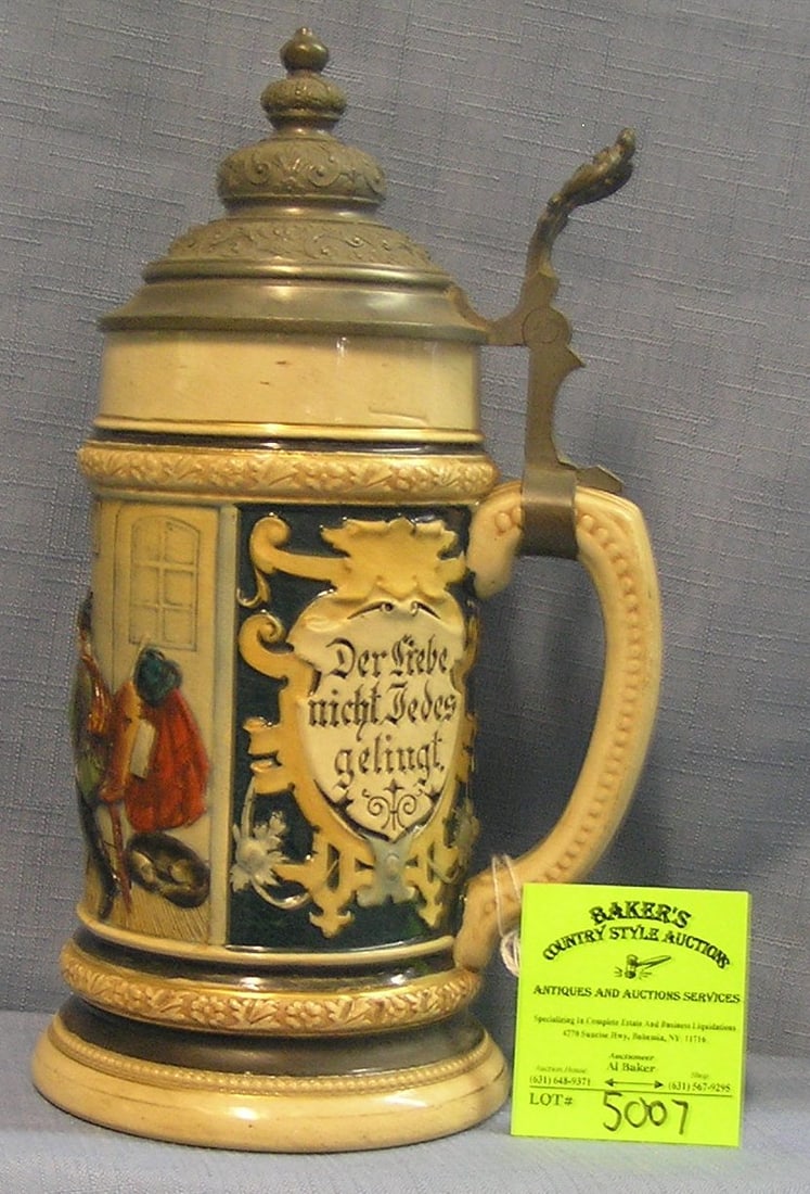 Early German Beer stein with pewter lid: Early German Beer stein with pewter lid $225.00-$250.00