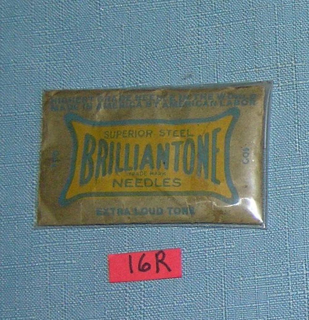 Antique phonograph needles original: Antique phonograph needles original Briiliantone 100 piece superior steel phonograph needles mint in original advertising package cica 1930's est. value $35.00-$40.00