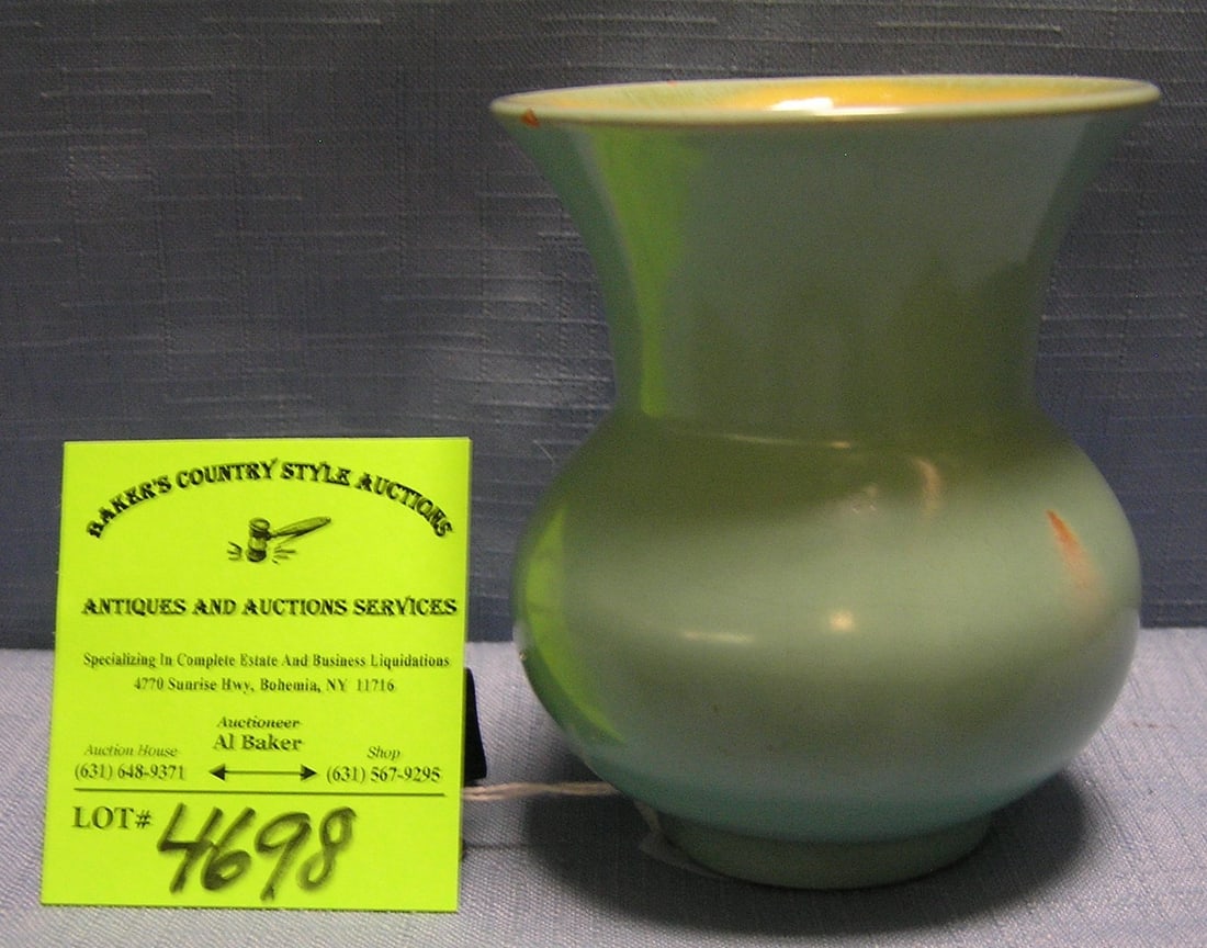 Anton Lange miniature vase: Anton Lange miniature vase two toned glazed in and out $45.00-$50.00