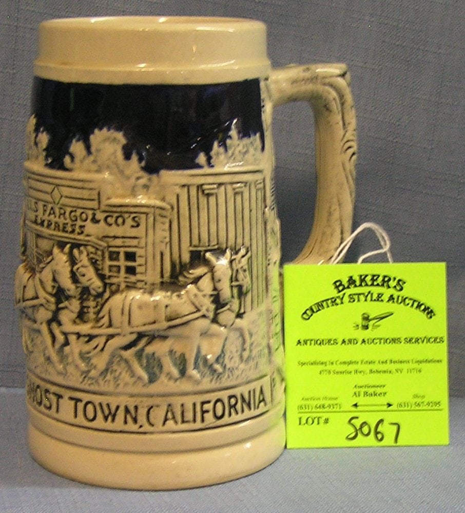 Vintage Knotts Berry Farm Ghost Town beer stein: Vintage German beer stein with stage coach and old western town theme from Knotts Berry Farm Ghost Town California $80.00-$100.00