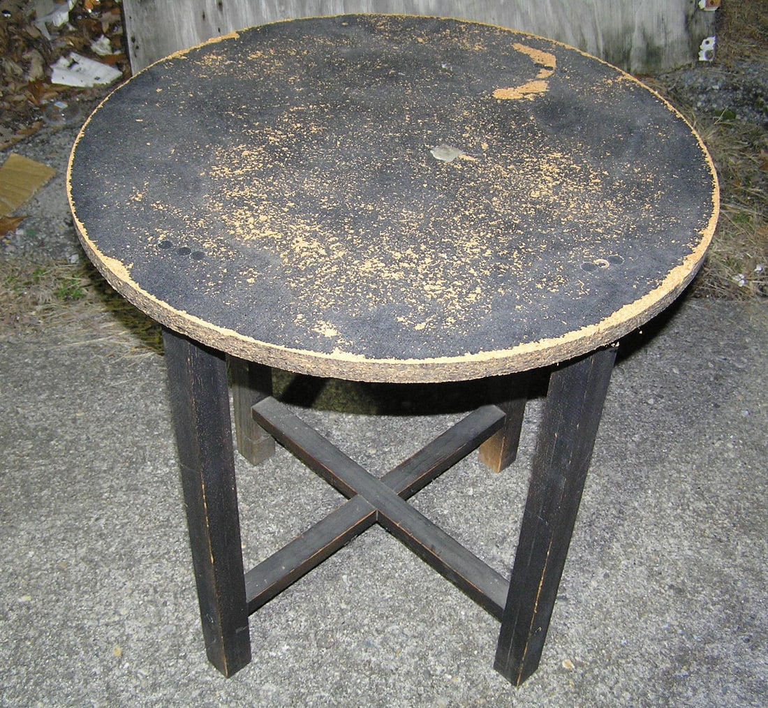 Wooden side/end table: Wooden side/end table a great shabby shiek project manufactured in California customer to arrange pickup or delivery of this item est. value $50.00-$75.00