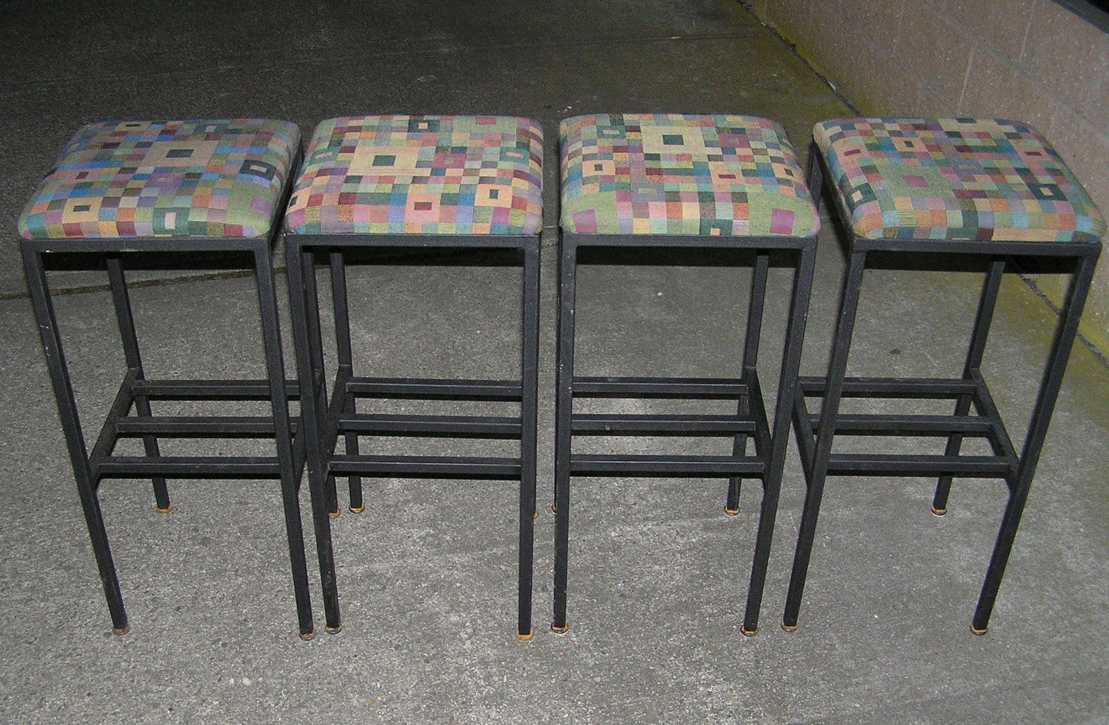 Set of 4 high quality all metal stools with upholstered seats: Set of 4 high quality all metal stools with upholstered seats customer to arrange pickup or delivery of this item est. value $200.00-$250.00