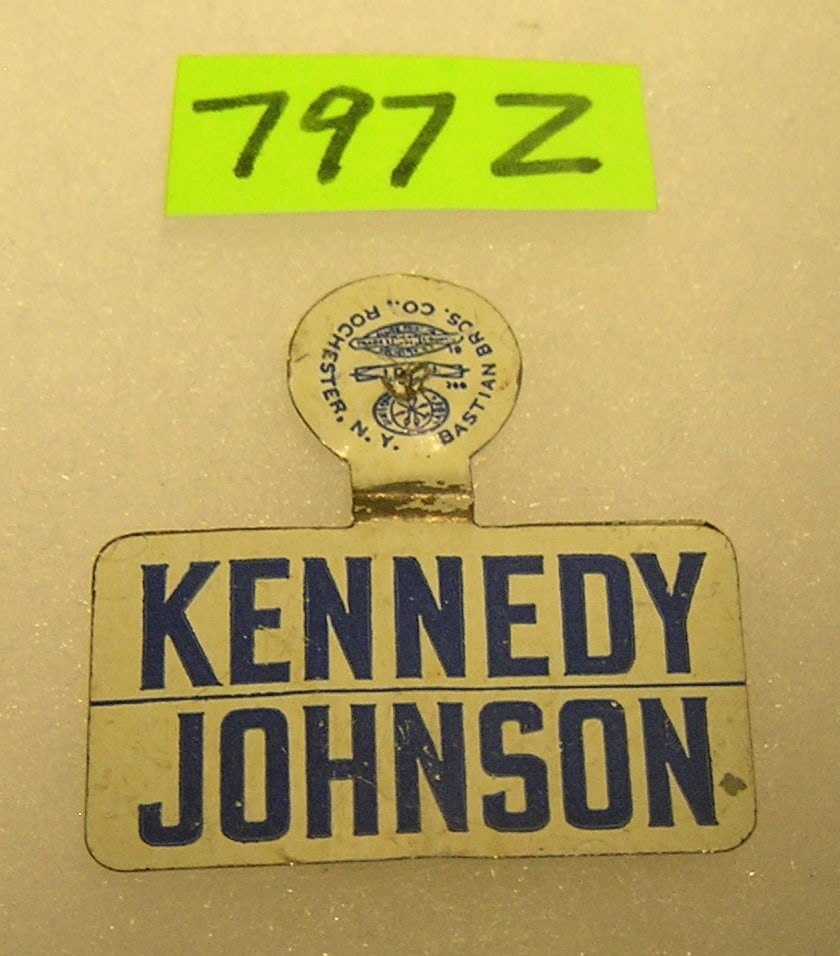 Vintage Kennedy/Johnson tin campaign badge: Vintage Kennedy/Johnson tin campaign badge $40.00-$50.00