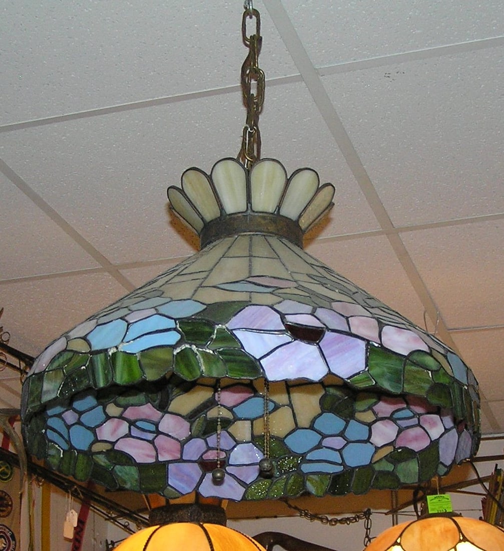 Antique stained 2024 glass chandelier