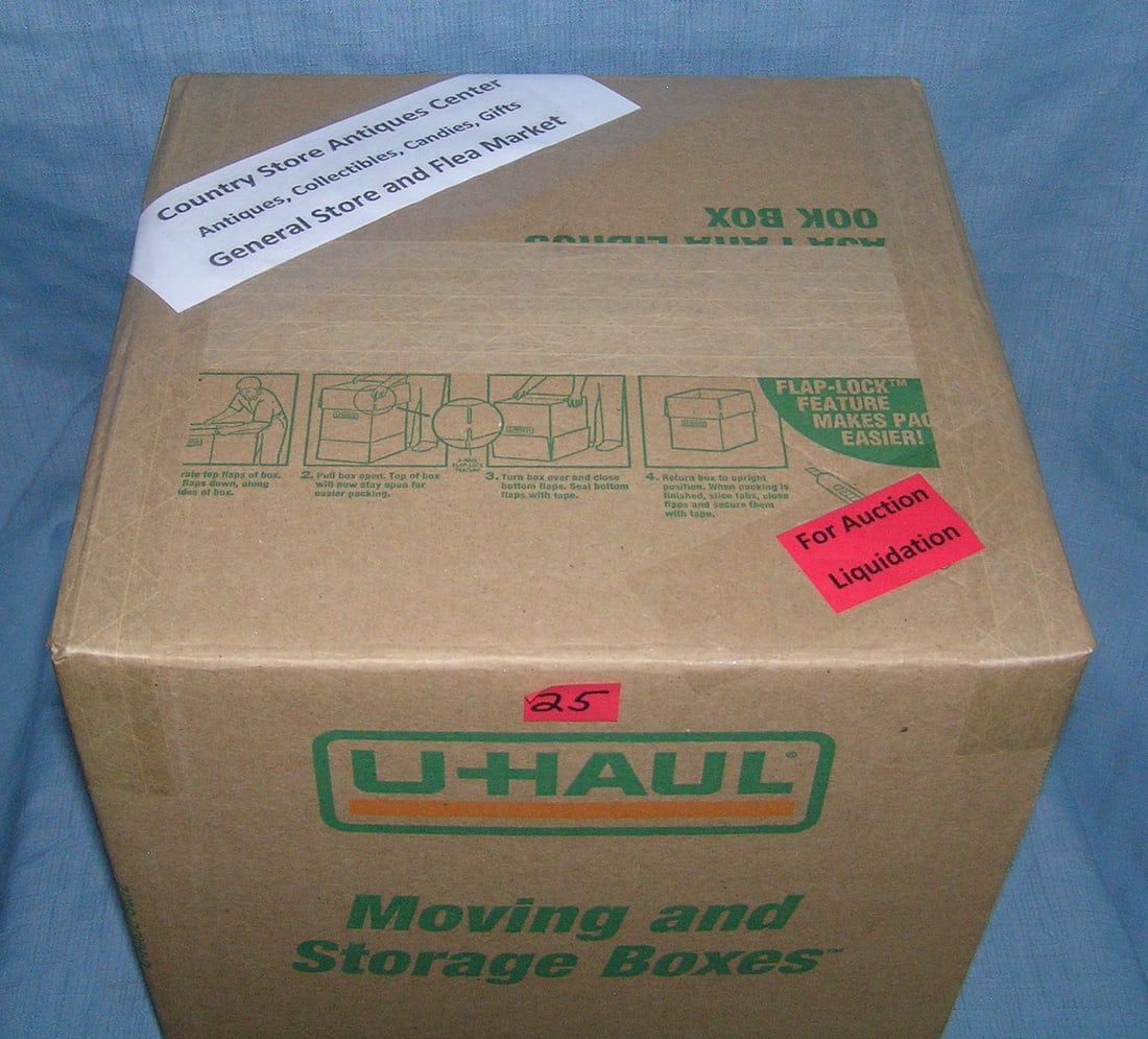 Moving and Storage Company mystery box lot: Moving and Storage Company mystery box lot marked The Country Store Antiques Center: Antiques, Collectibles, Candies, Gifts, General Store and Flea Market part of a moving and storage company seized o