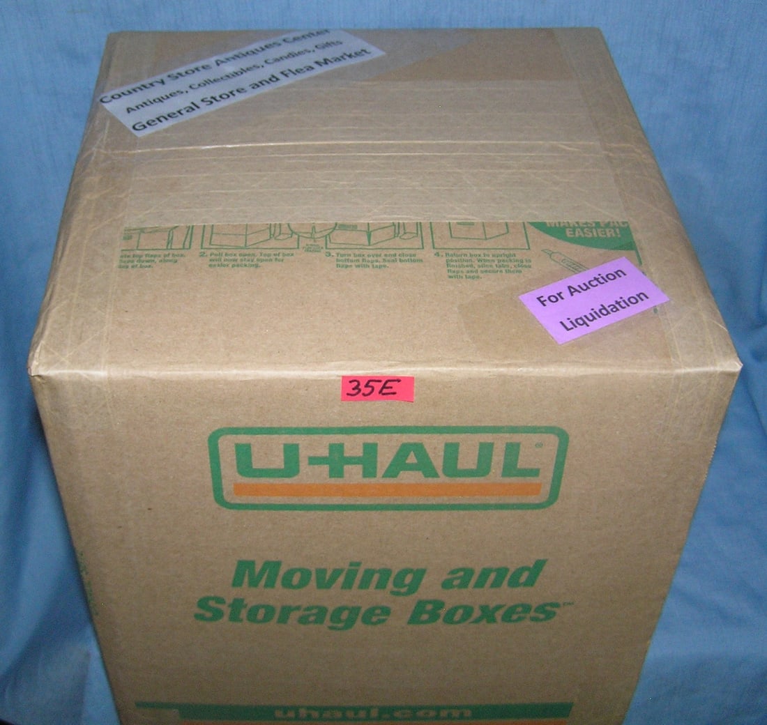Moving and Storage Company mystery box lot: Moving and Storage Company mystery box lot marked The Country Store Antiques Center: Antiques, Collectibles, Candies, Gifts, General Store and Flea Market part of a moving and storage company seized o