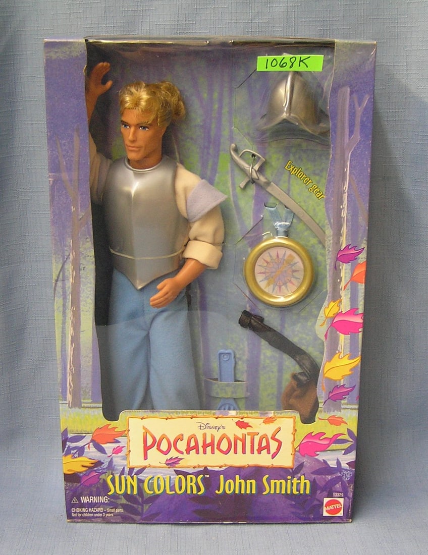 Vintage Pocahontas figural doll: Vintage John Smith figural doll mint in box est. value $35.00-$40.00